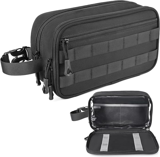 Men's Toiletry Bag, Tactical Inspired Hygiene Shaving Bath Shower Grooming by HILOMON