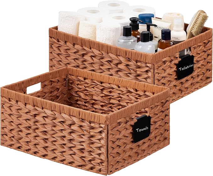 UBBCARE Storage Baskets with Label, Wicker Pantry Baskets by UBBCARE