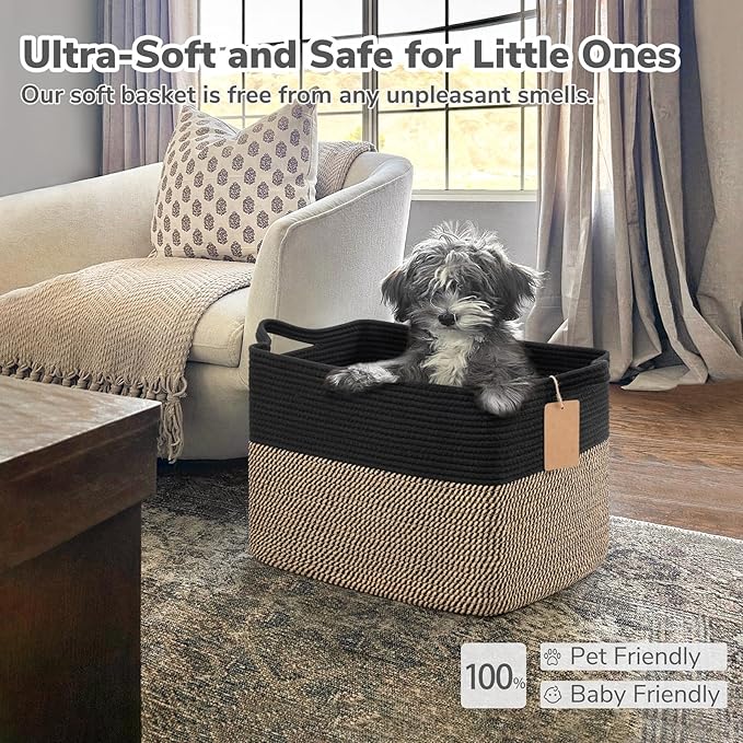 Goodpick Woven Storage Baskets for Organizing, Blanket Basket for Living Room - Image 6