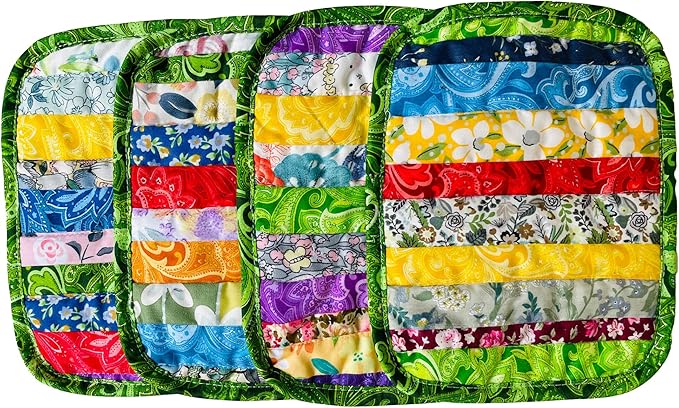 Rectangle Pot Holders for Kitchen hot Pads 100% Cotton Set of 4 Heat Resistant by newamishquilt