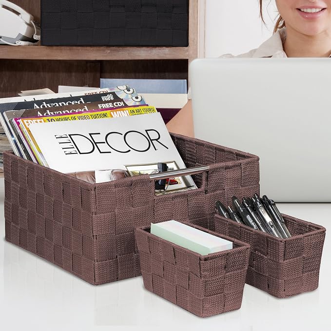Sorbus Storage Baskets for Organizing, Mesh Hand-Woven Design, Linen Closet - Image 6