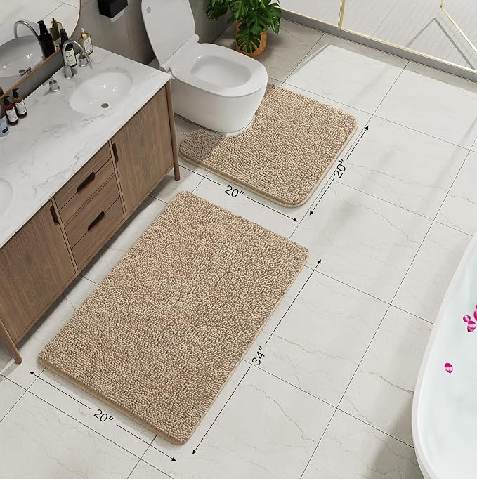 AROGAN Bathroom Rug Sets 2 Piece, Washable Bath Rug, Absorbent Soft Non Slip - Image 2