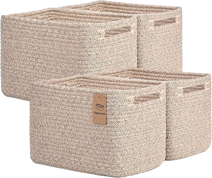 Storage Baskets for Organizing, 4 Pack Baskets for Shelves, Decorative Storage by Degeyoyo