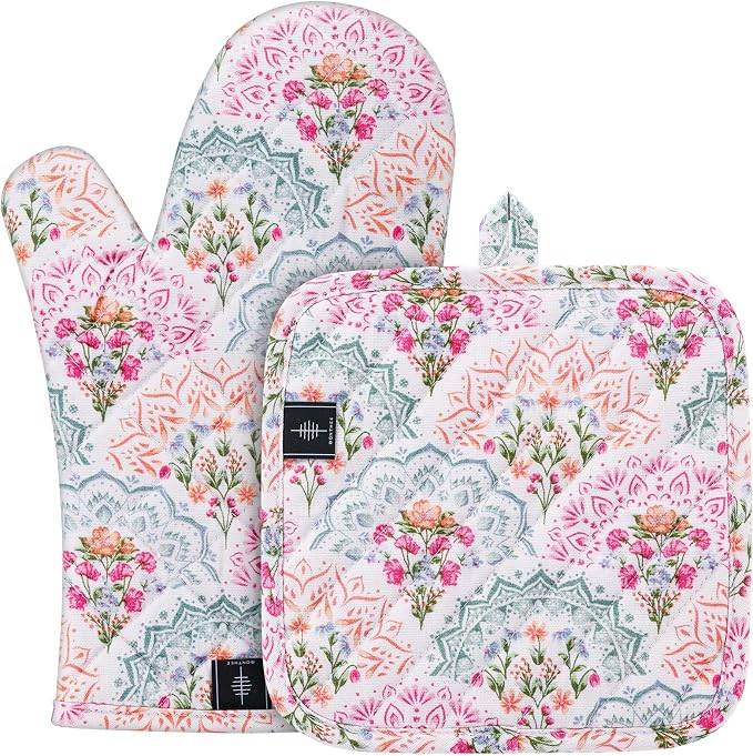 Oven Gloves Heat Resistant Potholder Set Oven Gloves by BONTHEE