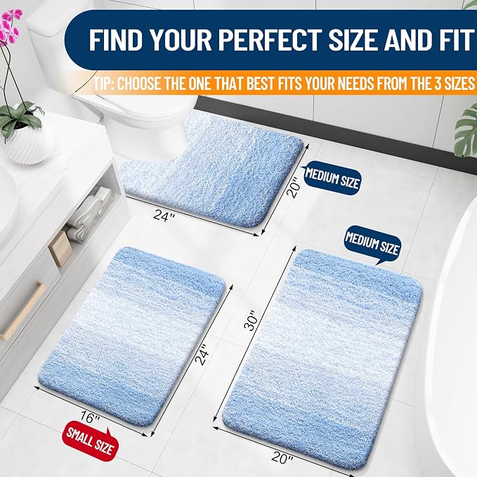 OLANLY Bathroom Rug Set 2 Piece, Soft Absorbent Microfiber Bath Rug Set - Image 2