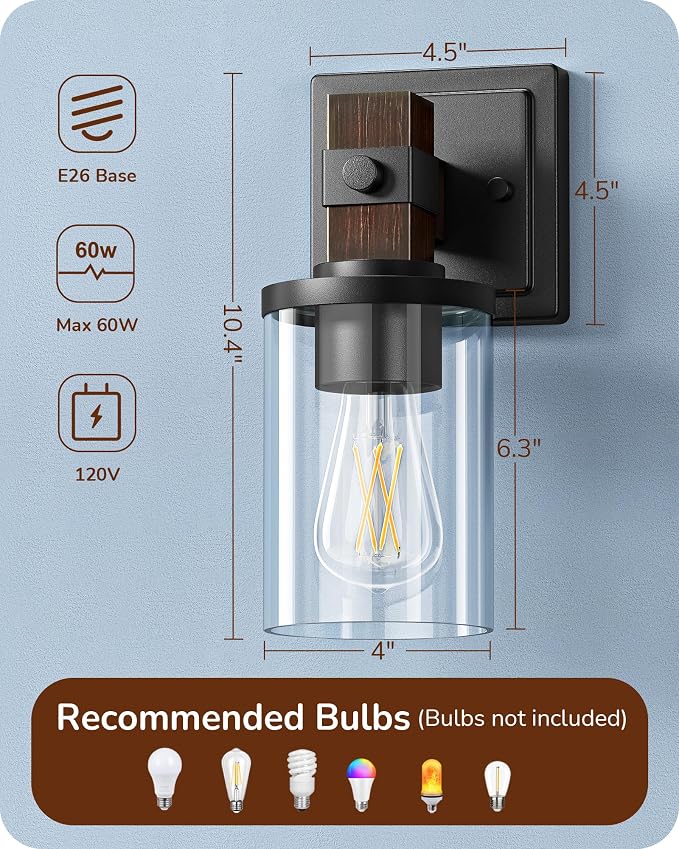 EDISHINE Wall Sconces Set of 2, Farmhouse Vanity Light Fixtures - Image 6