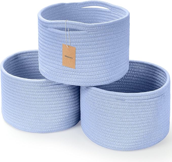 Small Rope Baskets for Storage, Baskets for Gifts Empty, Cute Round Woven Basket by MaxuniTechLife