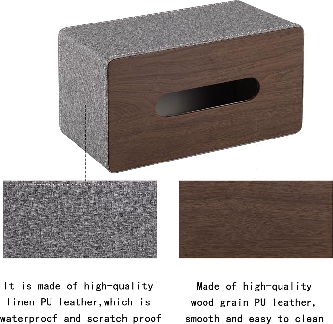 High-end Leather Tissue Box Holder Two Color Matching, Rounded Rectangle Napkin - Image 4