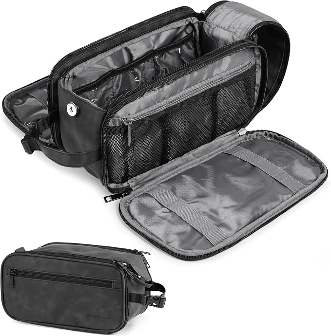 PAVILIA Toiletry Bag for Men Women, Mens Travel Bag Toiletries Organizer Case by PAVILIA