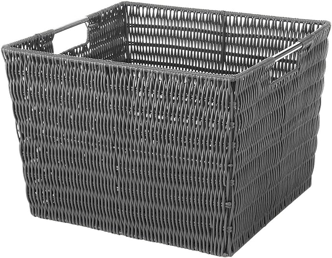 Whitmor Rattique Storage Tote Grey by Whitmor