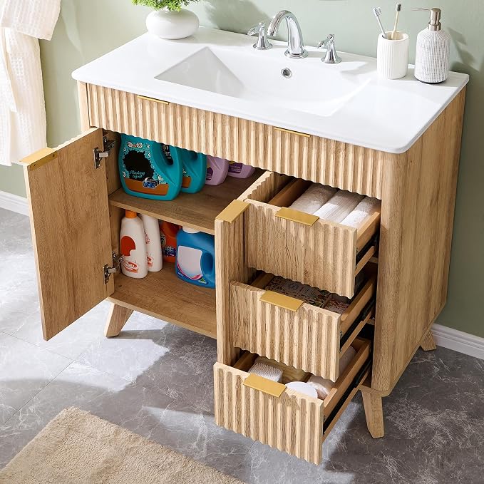 T4TREAM 36" Fluted Bathroom Vanity - Image 6