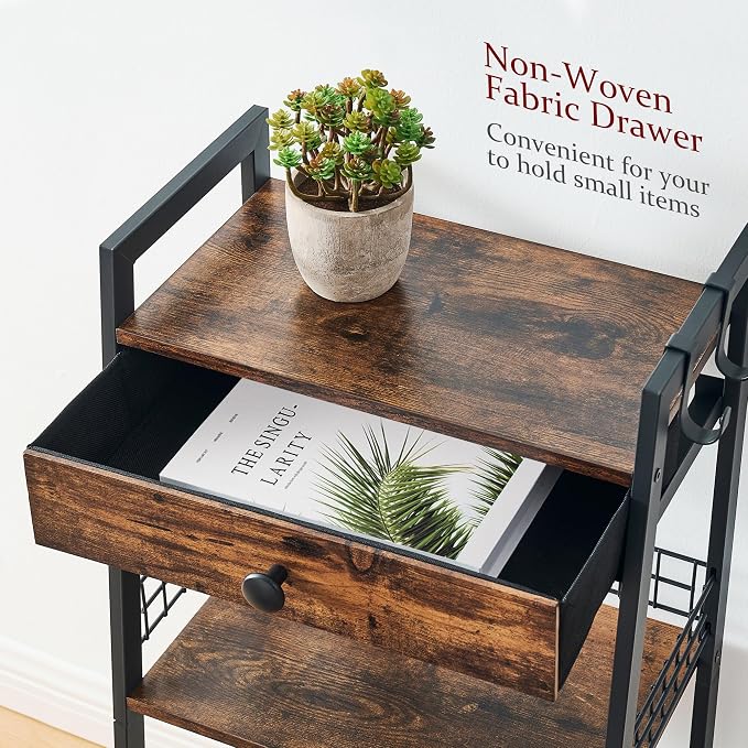 3-Tier Ladder Shelf with Drawer, Bathroom Table Stand - Image 7