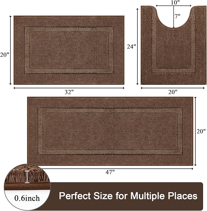 SHACOS Soft Fluffy Bathroom Rugs Set of 3 Pieces - Image 3