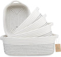 NaturalCozy 5-Piece Rectangle Storage Basket Set- Natural Cotton Rope Woven by NaturalCozy