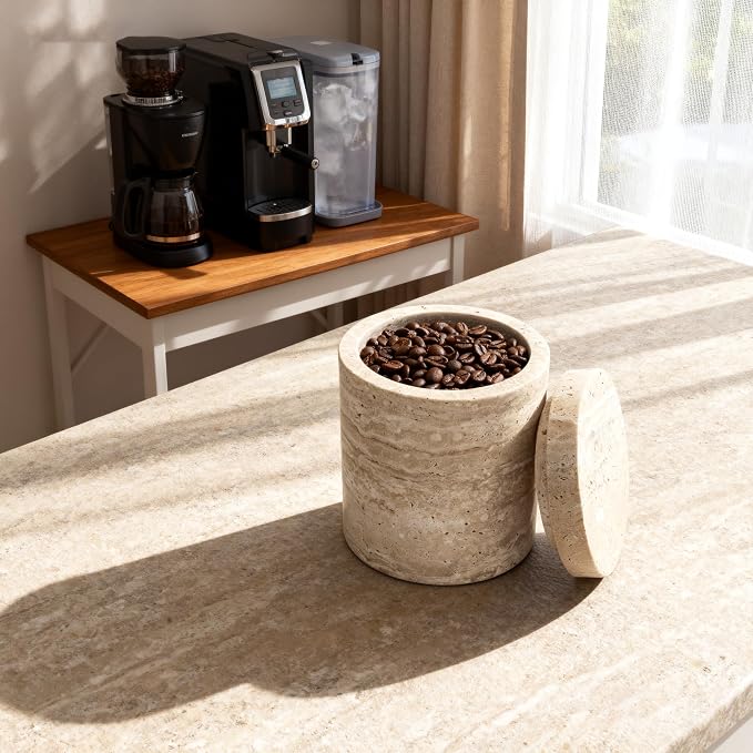 Natural Marble Canister, Cotton Swab Holder - Image 5