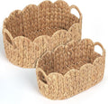Scalloped Wicker Basket, Water Hyacinth Storage Oval Cute Baby Baskets by iEGrow