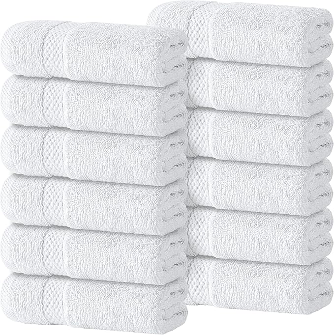 White Classic Luxury Cotton Washcloths 13x13 Inch by WhiteClassic
