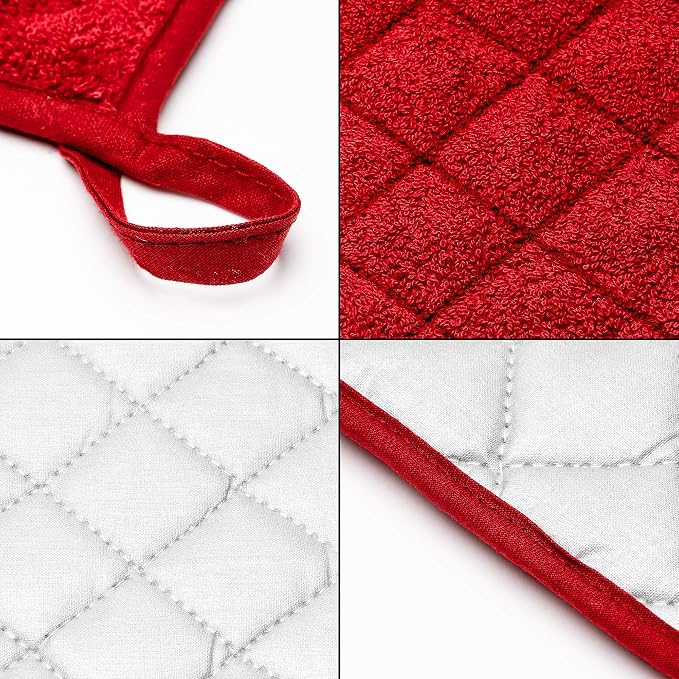 GROBRO7 6Pcs Cotton Quilted Terry Oven Set Pot Holders Heat Resistant - Image 3