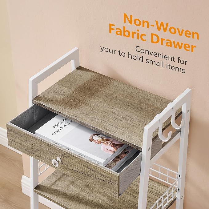 3-Tier Ladder Shelf with Drawer, Bathroom Table Stand - Image 7