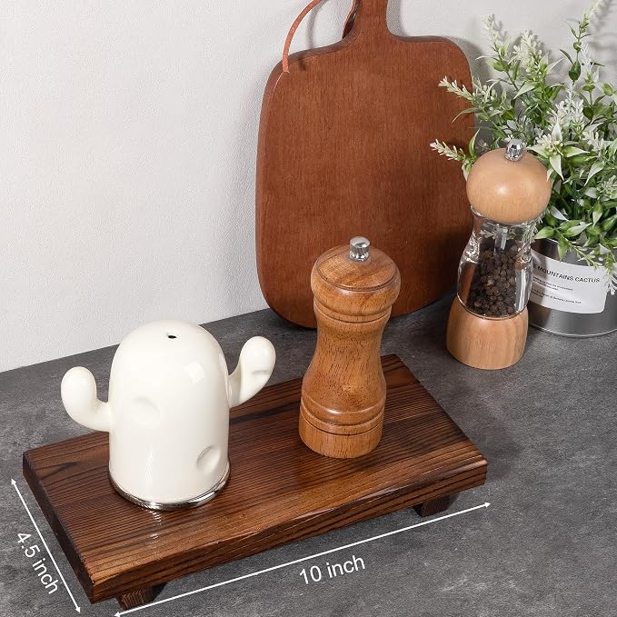 Bathroom Counter Organizer Wood Pedestal Stand Farmhouse Decorative Tray Soap - Image 4