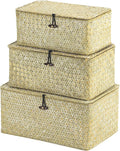 Nonam Storage Basket with Lid, Natural Seagrass Bin with Lid Set of 3, Shelf by Unknown