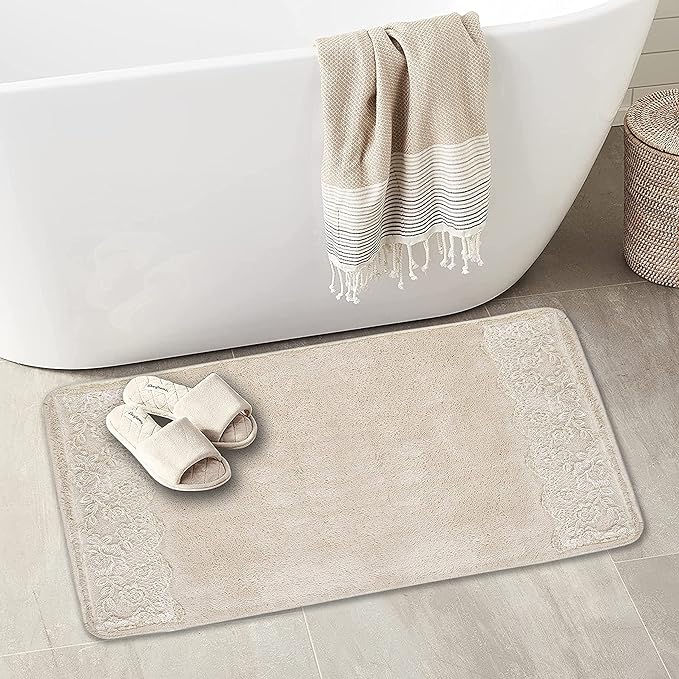 Zahari Home Rose Vine Bathroom Rug Luxury Bath Rug Washable Beautiful Shower - Image 2
