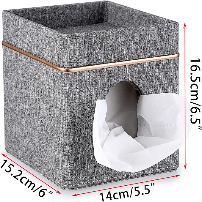Sumnacon Tissue Box Cover Square Linen Tissue Box, Cube Tissue Box Holder - Image 4