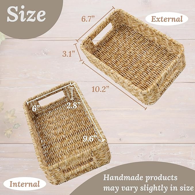 Baskets for Organizing, Small Wicker, Storage Bins for Bathroom and Toilet - Image 2