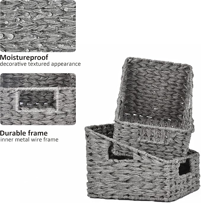 GRANNY SAYS Wicker Basket with Handles, Odorless Woven Trapezoid Basket - Image 4