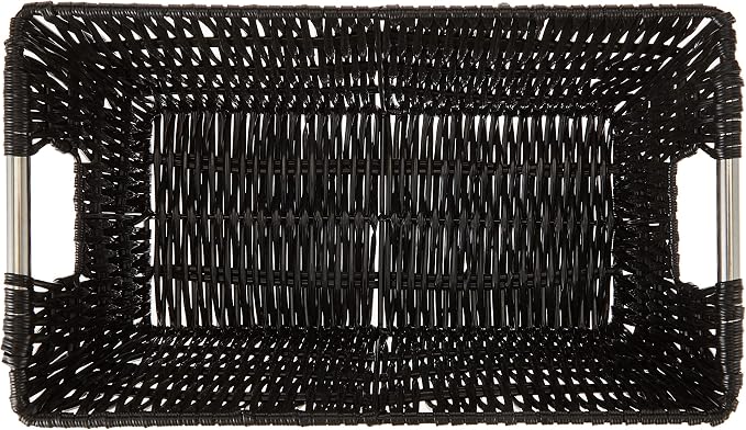 Whitmor 6500-2712-BLK Rattique Small Shelf Black Tote Basket - Image 2