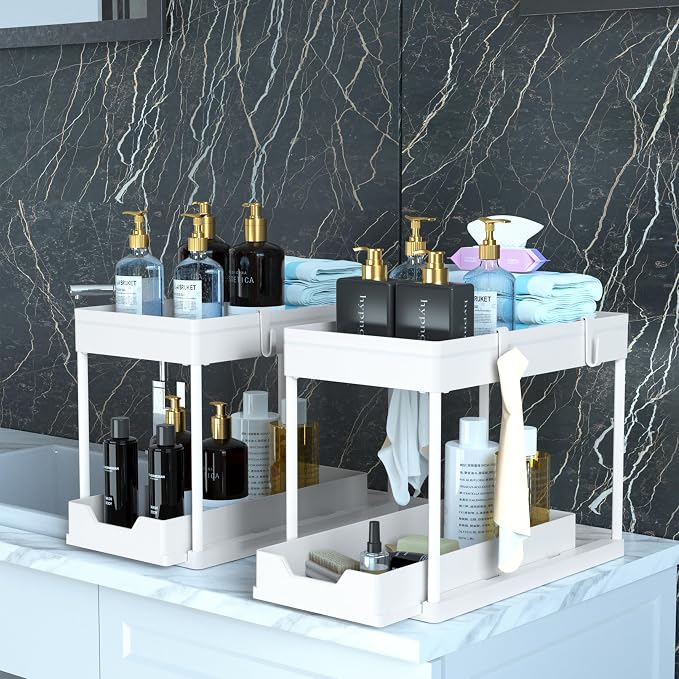 2 Pack Under Sink Organizer, 2 Tier Bathroom Cabinet Organizer - Image 4