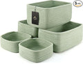 5-Pack Small Woven Rope Storage Baskets – 2 Sizes Organizer Bins by Unknown