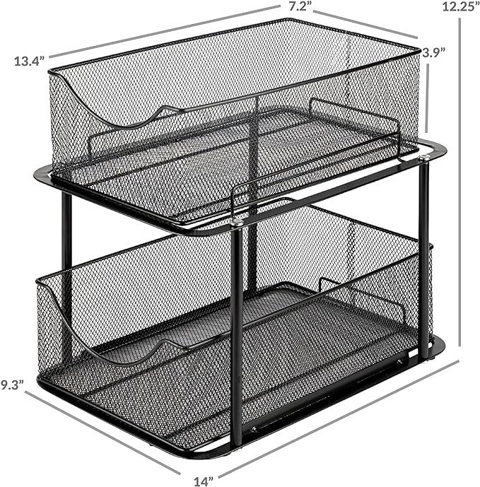 Sorbus 2 Tier Metal Under Sink Organizer - Image 3