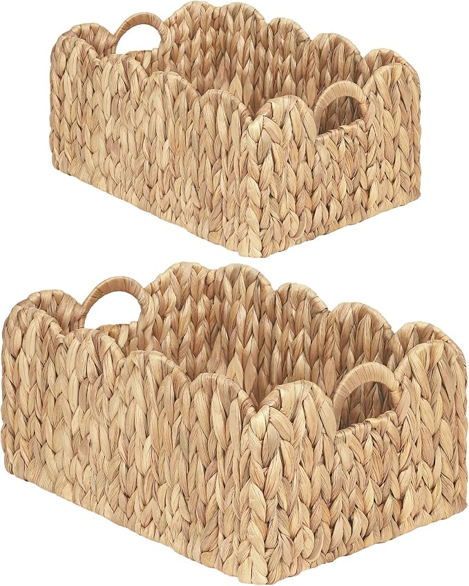 Scalloped Wicker Basket, Rectangle Storage Baskets by iEGrow
