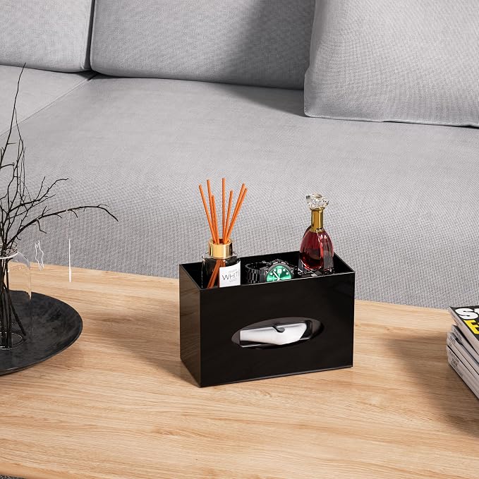 Black Acrylic Tissue Box Cover Rectangular, Acrylic Tissue Dispenser - Image 5