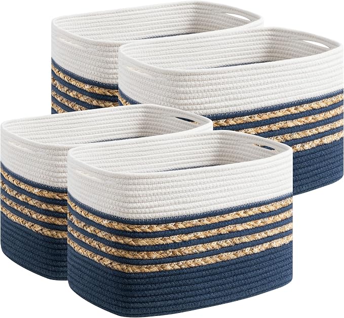UBBCARE 4 Pack Baskets for Organizing, Woven Storage Baskets for Toys and Towel by UBBCARE