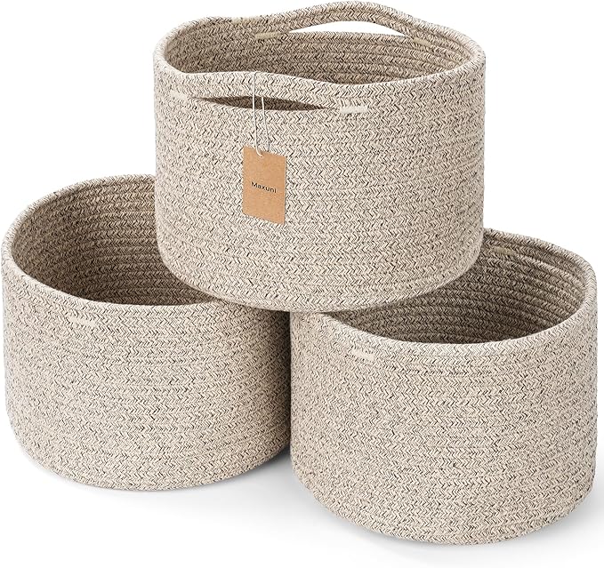 Small Rope Baskets for Storage, Baskets for Gifts Empty, Cute Round Woven Basket by MaxuniTechLife