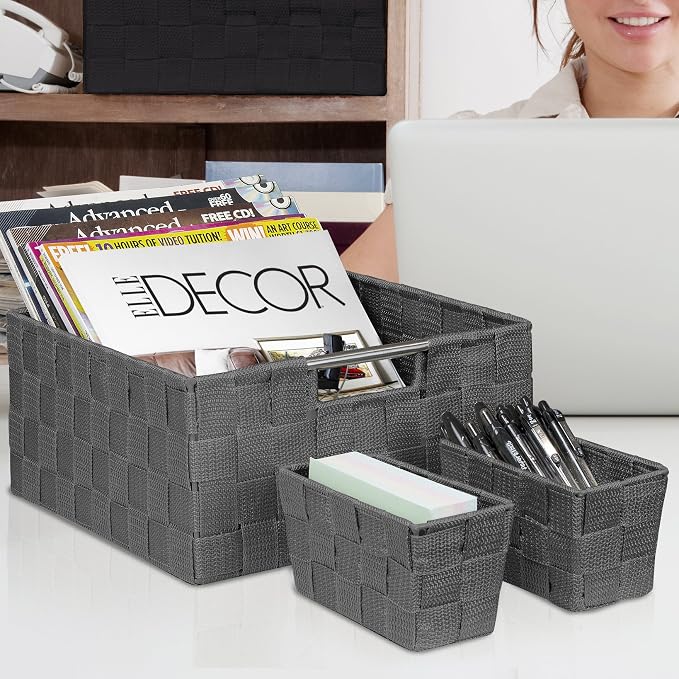 Sorbus Storage Baskets for Organizing, Mesh Hand-Woven Design, Linen Closet - Image 6