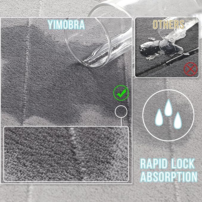 Yimobra Large Bath Mat Set 2 Piece- Super Soft Absorbent Quick Dry Memory Foam - Image 4