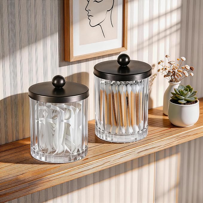 Amolliar Apothecary Jars Bathroom Vanity Storage Organizer Set, Countertop - Image 7