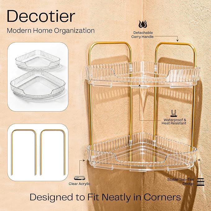 2-Tier Acrylic Corner Bathroom Organizer - Image 3