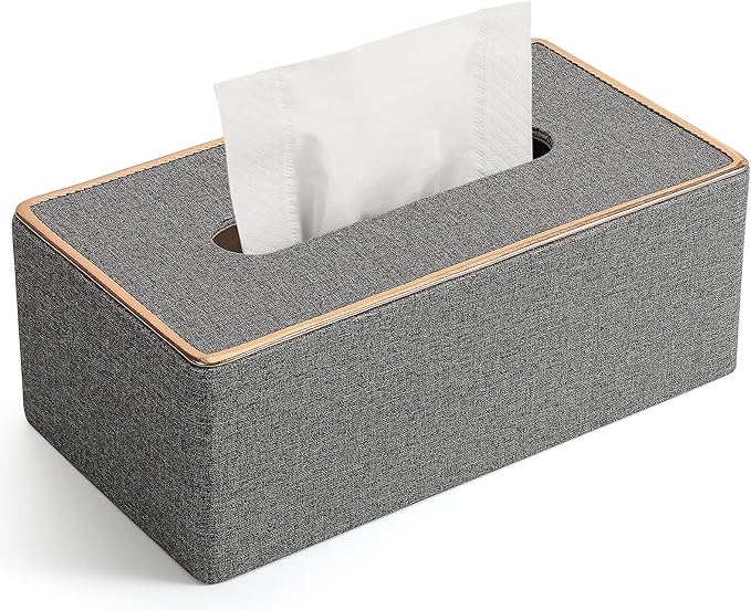 Tissue Box Cover, PU Leather Tissue Box Holder Rectangular Box Covers by LADSTAG