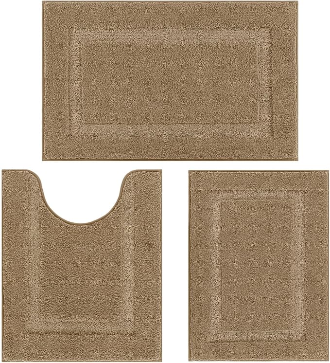 SHACOS Soft Fluffy Bathroom Rugs Set of 3 Pieces Bath Mats by SHACOS