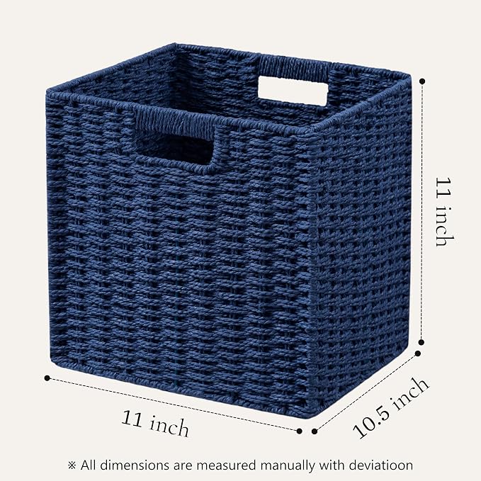 UBBCARE 3 Pack Wicker Basket, 11L×11H×10.5W inch Woven Paper Rope Storage - Image 2