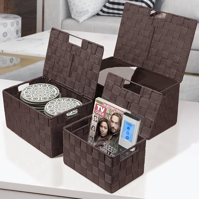 Sorbus Set of 3 Hand-Woven Storage Baskets - Image 2