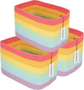 3-Pack Rainbow Storage Baskets 15X10X9.3“ – Woven Toy Organizer Bins by XUANGUO