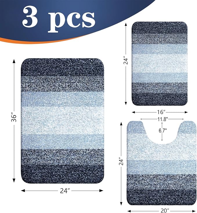 OLANLY Bathroom Rugs Sets 3 Piece, Soft Absorbent Microfiber Bath Mats and - Image 2