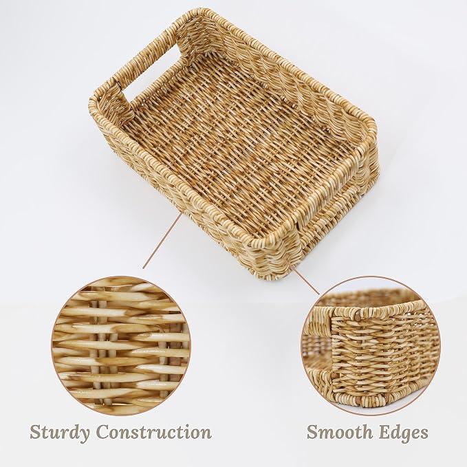 Baskets for Organizing, Small Wicker, Storage Bins for Bathroom and Toilet - Image 7