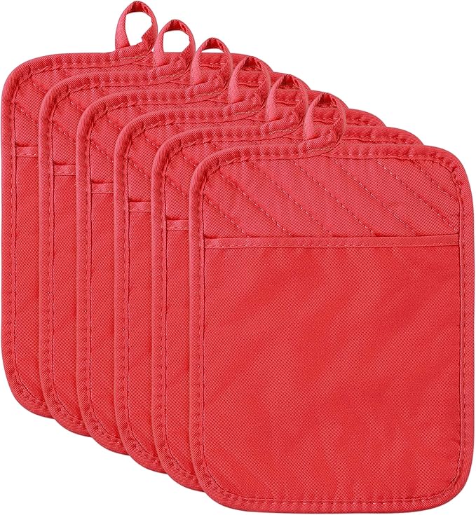 R HORSE 6Pcs Christmas Red Pot Holders by RHORSE