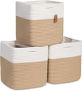 NaturalCozy Storage Cubes 11 Inch Cotton Rope Woven Baskets by NaturalCozy